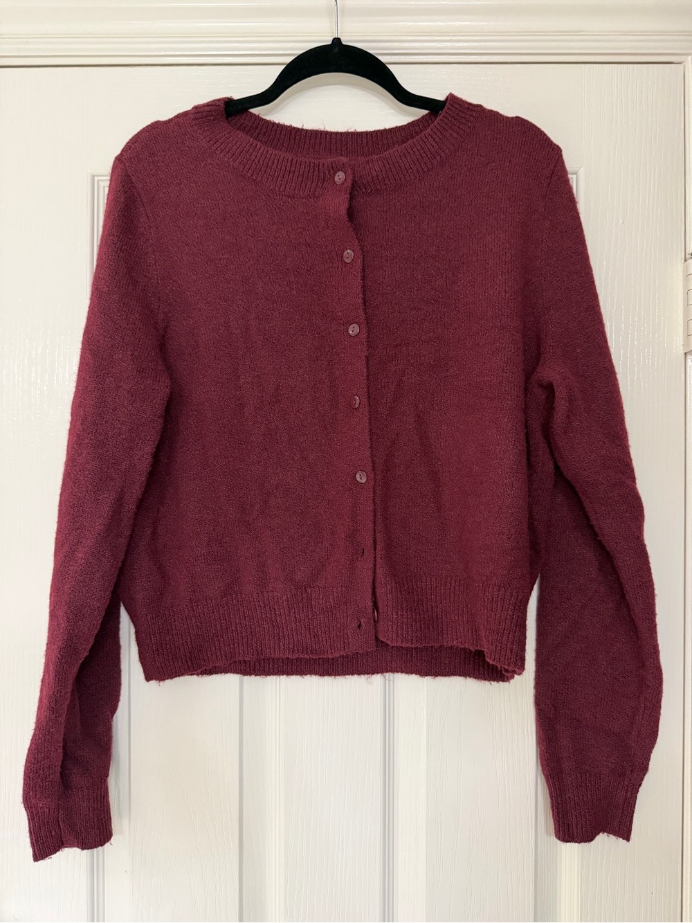 SO Women's Maroon Button-Up Knit Cardigan
